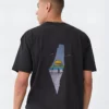 Back of black Palestine T-shirt featuring Dome of the Rock inside Palestine map outline – exclusive design from Zaroodi India.