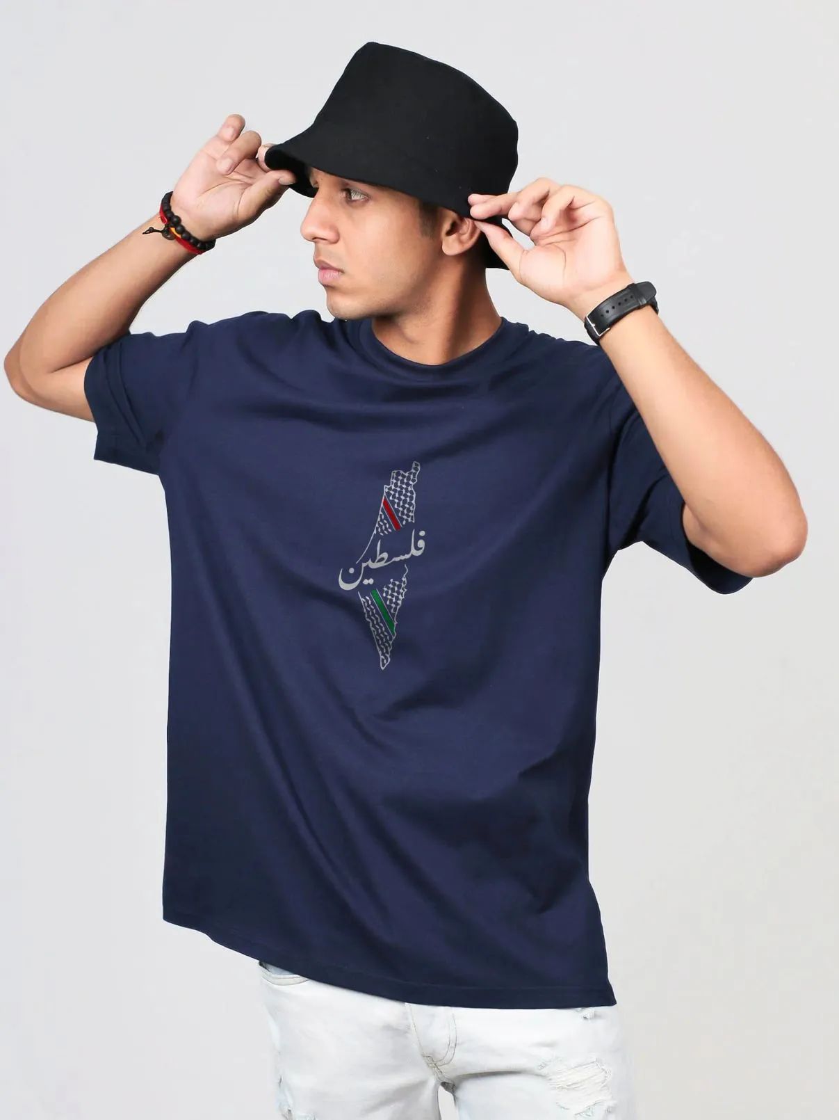 palestine NAvy blue oversize t shirt